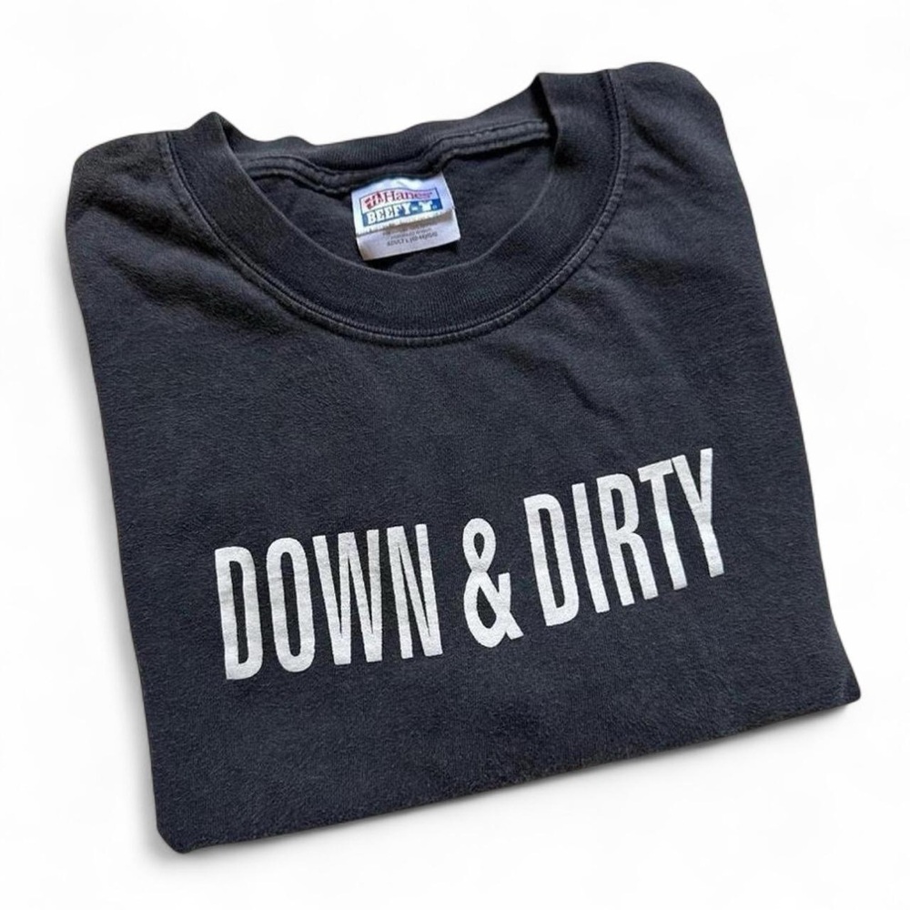 Vintage Y2K Down & Dirty Black Graphic Script Tee L